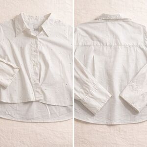 a new day White Eyelet Button-Down Blouse